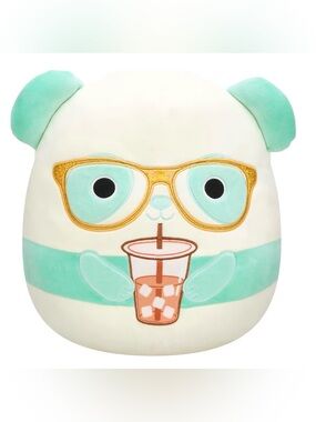 Squishmallows Teal and White Panda Plush with Gold Glasses